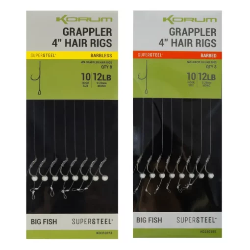 Korum Big Fish Grappler Hair Rigs 4"