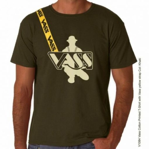 Vass Khaki Printed T Shirt with Strap