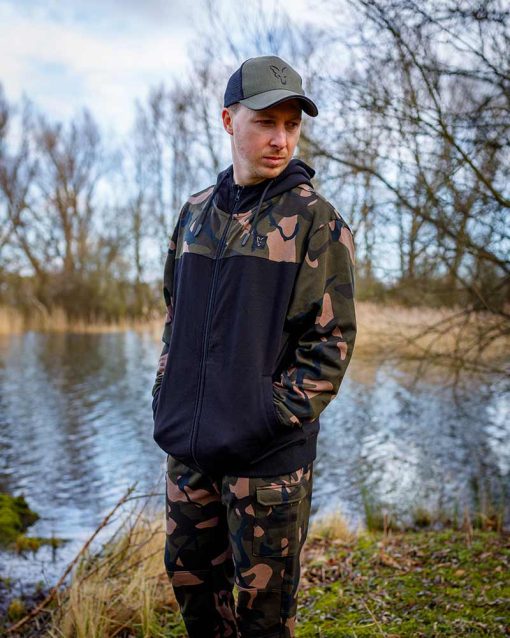 Fox LW BLack / Camo Split Zip Hoody - Image 5