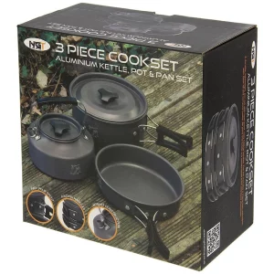 NGT Aluminium Outdoor Cook Set - 1.1 litre Kettle, Pot and Pan in Gun Metal - Image 4