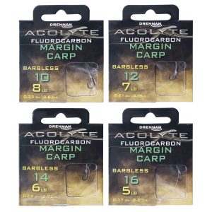 Drennan Acolyte Margin Carp Fluorocarbon Hooks to Nylon