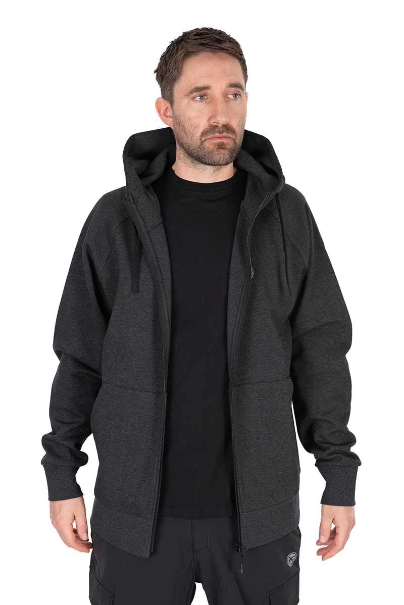 Matrix Charcoal Marl Zip Hoody - Image 3