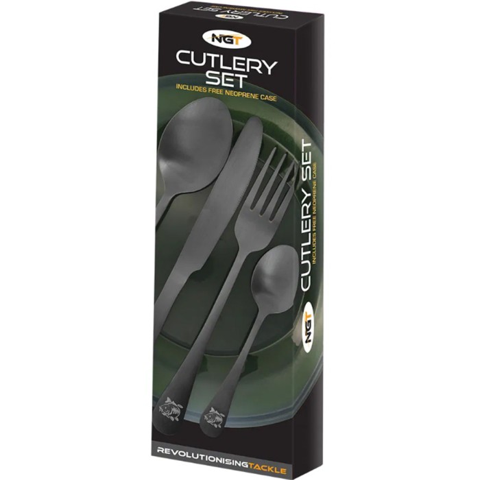 NGT 4 Piece Matt Effect Cutlery Set & Neoprene Case - Image 3