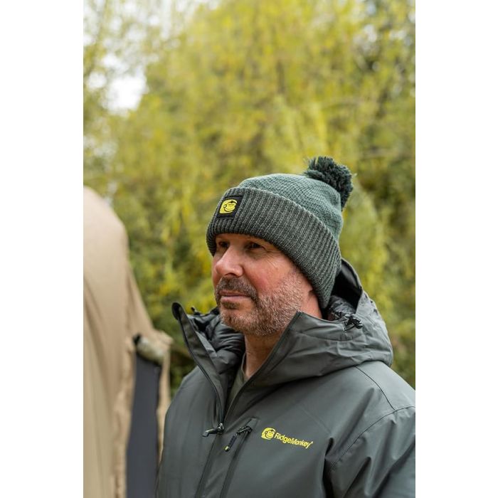 Ridgemonkey APEarel ThermaPro Waterproof Bobble Hat Green - Image 5