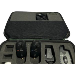 Alternative view of 2x Fox EOS R Alarms with Receiver In Case and Box - S164 - PRE LOVED