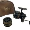 1x Daiwa Harrier 120m Graphite with Spare Spools in Leather Case - J9 - PRE LOVED