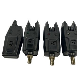 Alternative view of 3x Korum Bite Alarms and Receiver - D5 - PRE LOVED