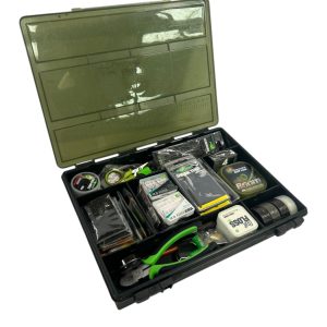 1x Fox Tackle Box - FULL OF EXPENSIVE TERMINAL, KAMKURAS, KRIMP TOOL ECT. - G27 - PRE LOVED