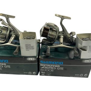 2x Shimano Aero GTE 6000b with Spare Spools in Boxes - A128 - PRE LOVED