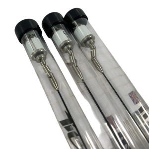 Alternative view of 3x Solar Titanium Bobbins White with Blue Isotopes - I14 - PRE LOVED
