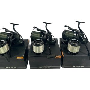 3x Fox FX13 Reels with Spare Spools In Boxes - PRE LOVED