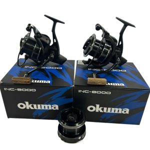 2x Okuma INC 8000 with 1 Spare Spool in Boxes - PRE LOVED