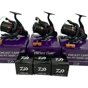 3x Daiwa Emcast Carp 5000C-QD with Spare Spools in Boxes - PRE LOVED