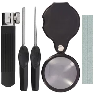 NGT Hook Sharpening Kit - Clamp Sharpening Stone 2 Files Magnifying Glass and Case
