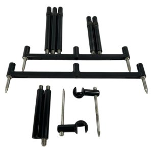 1x Korda Singlez 3 Rod Set Black with Mini Spikes, 5 Uprights, 2 Extensions and 2 Stablisers - 9.5/12'' Buzzbars and 5/7'' Uprights - H6 - PRE LOVED
