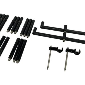1x Korda Singlez 3 Rod Set (2 Buzzbars, 6 Uprights, 2 Spikes, 2 Stabilisers, ONLY 2 EXTENSIONS NOT 6 AS PICTURED) In Bag - B15 - PRE LOVED
