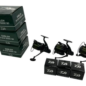 3x Daiwa Emblem 35 SCW 5000C QD with Spare Spools in Boxes - PRE LOVED
