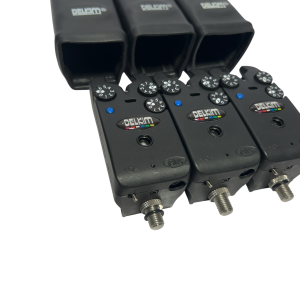 Alternative view of 3x Delkim Plus Alarms in Boxes - Blue - B20 - PRE LOVED