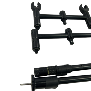 Alternative view of 2x Fox Black Label QR 3 Rod Buzzbars with Sticks and Stage Stands with 2 ESap Butt Grips - D23 - PRE LOVED