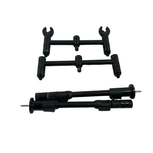 2x Fox Black Label QR 3 Rod Buzzbars with Sticks and Stage Stands with 2 ESap Butt Grips - D23 - PRE LOVED