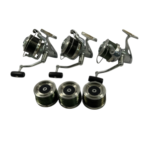 3x Shimano Aero Technium MGS 10000 XSA with Spare Spools - E2 - PRE LOVED