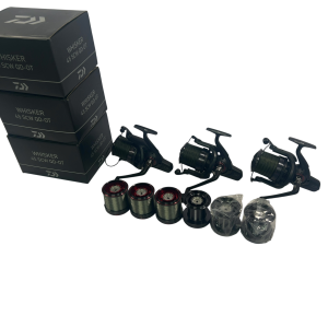 3x Daiwa Whisker 22 SCW QD-OT with 6 Spare Spools in Boxes - J - PRE LOVED