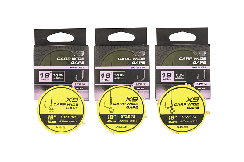 Matrix X9 Carp Wide Gape 45cm Band Rigs